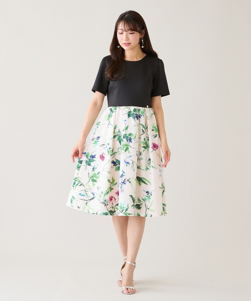Rose Tiara(ローズティアラ)の「クラシカルローズコンビワンピース(ワンピース・レディース・ブラック・38/40/42/46)」の1枚目の写真