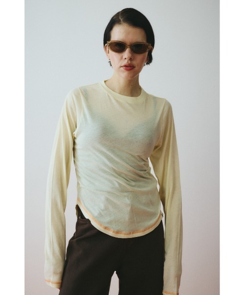 HeRIN.CYE(ヘリンドットサイ)の「Sheer mellow tops シアーメロートップス(Tシャツ/カットソー・レディース・ライトイエロー/ライトブルー/ライトピンク/ライトグリーン・FREE)」の3枚目の写真