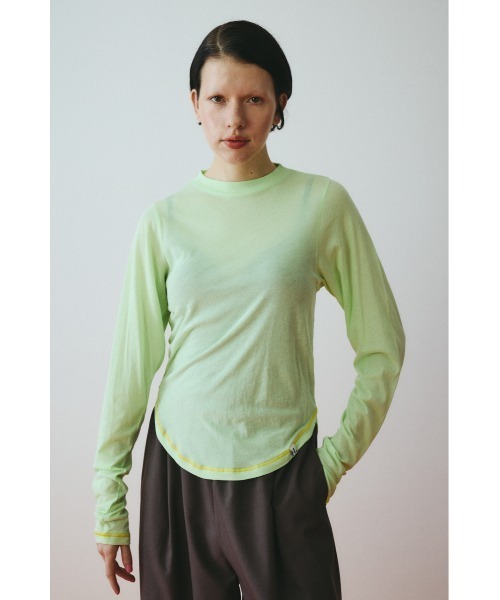HeRIN.CYE(ヘリンドットサイ)の「Sheer mellow tops シアーメロートップス(Tシャツ/カットソー・レディース・ライトイエロー/ライトブルー/ライトピンク/ライトグリーン・FREE)」の1枚目の写真