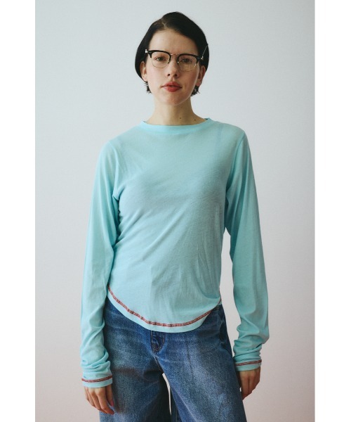 HeRIN.CYE(ヘリンドットサイ)の「Sheer mellow tops シアーメロートップス(Tシャツ/カットソー・レディース・ライトイエロー/ライトブルー/ライトピンク/ライトグリーン・FREE)」の2枚目の写真