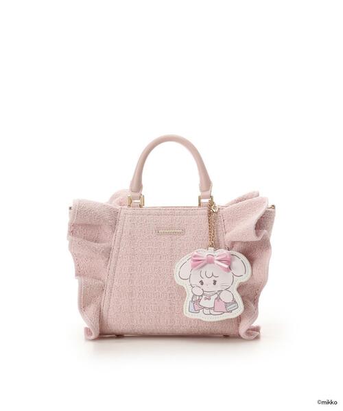 SAMANTHAVEGA（サマンサベガ）の「Lil ala mode×SAMANTHAVEGAコレクション ツイードフリルハンドバッグ（ハンドバッグ・レディース・イエロー/ライトブルー/ホワイト/ピンク・FREE）」の4枚目の写真