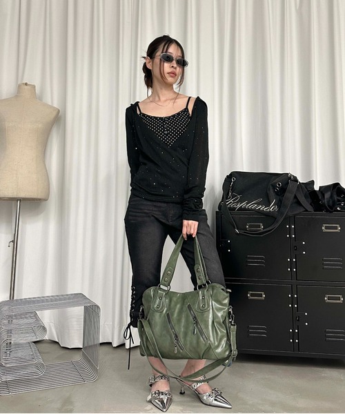 sedacle girl(セダクルガール)の「スパンコールシアーニットソー(Tシャツ/カットソー・レディース・ボルドー/ブラック・SMALL/MEDIUM)」の17枚目の写真