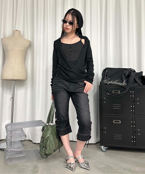 sedacle girl(セダクルガール)の「スパンコールシアーニットソー(Tシャツ/カットソー・レディース・ボルドー/ブラック・SMALL/MEDIUM)」の18枚目の写真