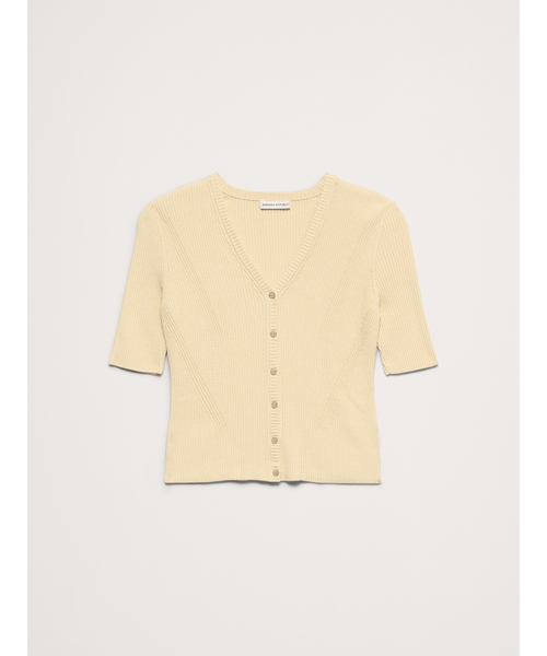 Banana Republic(バナナリパブリック)の「リブ コットン クロップド カーディガン(カーディガン/ボレロ・レディース・ベージュ/ネイビー/マルチ・S/XS/L/M)」の7枚目の写真