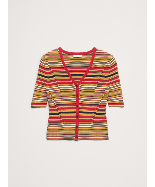 Banana Republic(バナナリパブリック)の「リブ コットン クロップド カーディガン(カーディガン/ボレロ・レディース・ベージュ/ネイビー/マルチ・S/XS/L/M)」の6枚目の写真