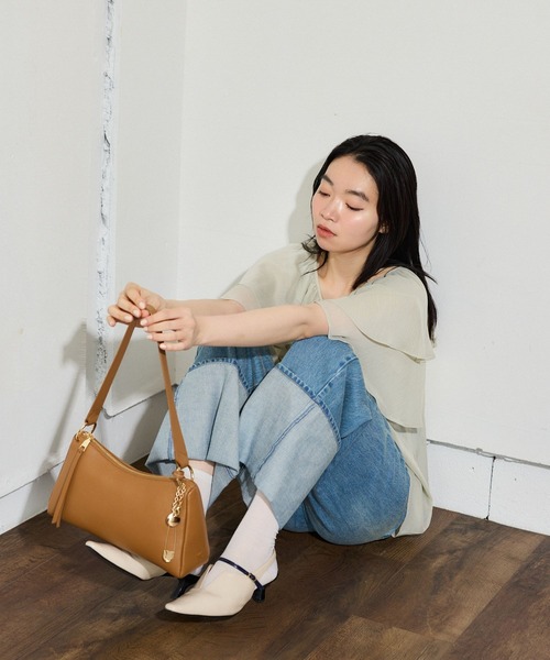 mysty woman(ミスティウーマン)の「フロントリボン楊柳フリルブラウス 666024(シャツ/ブラウス・レディース・ベージュ/ミント/アイボリー/ブラック・FREE)」の14枚目の写真