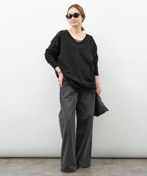 Deuxieme Classe（ドゥーズィエムクラス）の「*Sea Island Vネック ニット（ニット/セーター・レディース・ブラック/アイボリー/ネイビー・FREE）」の4枚目の写真