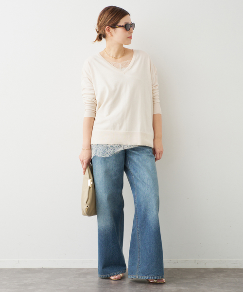 Deuxieme Classe（ドゥーズィエムクラス）の「*Sea Island Vネック ニット（ニット/セーター・レディース・ブラック/アイボリー/ネイビー・FREE）」の5枚目の写真