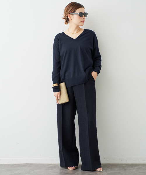 Deuxieme Classe（ドゥーズィエムクラス）の「*Sea Island Vネック ニット（ニット/セーター・レディース・ブラック/アイボリー/ネイビー・FREE）」の6枚目の写真