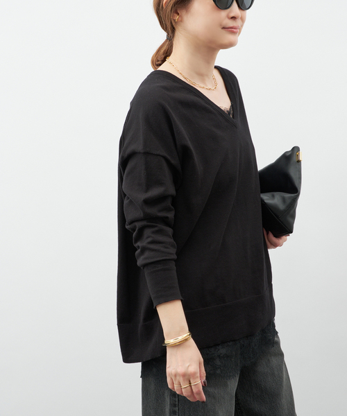 Deuxieme Classe（ドゥーズィエムクラス）の「*Sea Island Vネック ニット（ニット/セーター・レディース・ブラック/アイボリー/ネイビー・FREE）」の9枚目の写真