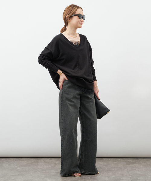 Deuxieme Classe（ドゥーズィエムクラス）の「*Sea Island Vネック ニット（ニット/セーター・レディース・ブラック/アイボリー/ネイビー・FREE）」の10枚目の写真