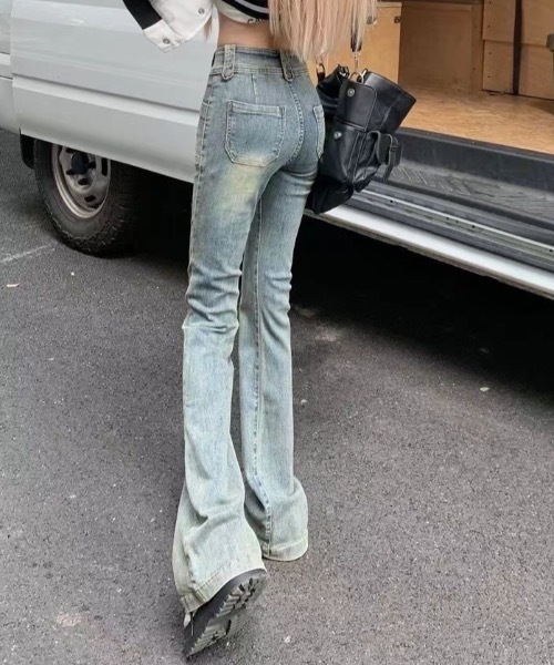 Teem Store(チームストア)の「ハイウエスト美脚ヴィンテージ風フレアデニムパンツ(デニムパンツ・レディース・ブルー・L/M)」の3枚目の写真