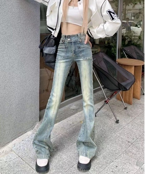 Teem Store(チームストア)の「ハイウエスト美脚ヴィンテージ風フレアデニムパンツ(デニムパンツ・レディース・ブルー・L/M)」の6枚目の写真