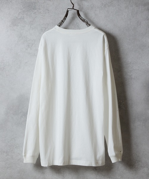 長袖カットソー ホワイト スカルプリント HAND PAINTED SCHOOL OF VISUAL COMEDY PRINTED CLASSIC L/S T-SHIRT