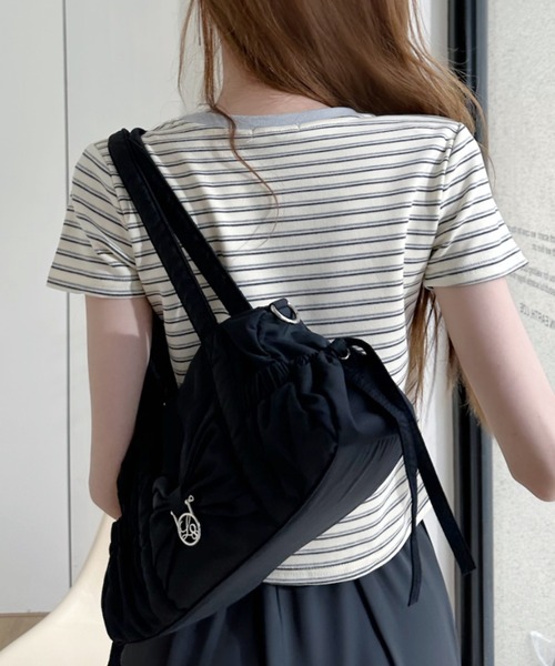 Ada.(エイダ)の「配色 ボーダーデザイン クロップド 半袖Tシャツ(Tシャツ/カットソー・レディース・グレー系その他2/グレー系その他/ブラック×ホワイト・FREE)」の18枚目の写真