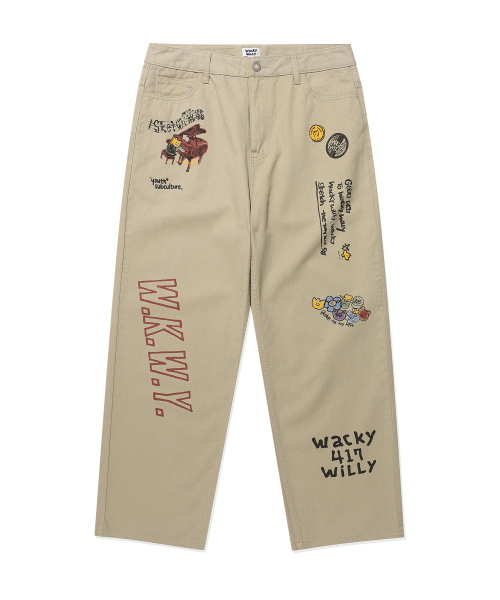 Wacky WiLLy(ワッキーウィリー)の「ストレートグラフィックデニムパンツベージュ(デニムパンツ・レディース・その他・SMALL/MEDIUM/LARGE/X-LARGE)」の2枚目の写真