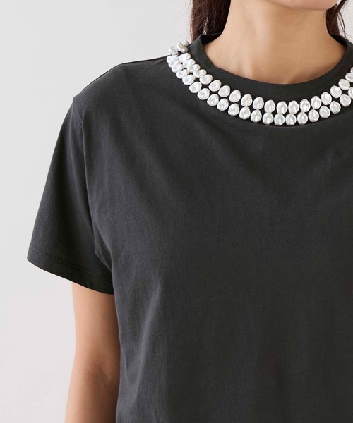 marmors（マルモア）の「【marmors】パールTシャツ（Tシャツ/カットソー・レディース・ホワイト/チャコールグレー・36）」の4枚目の写真