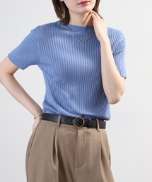 プチハイネックハーフスリーブサマーニット