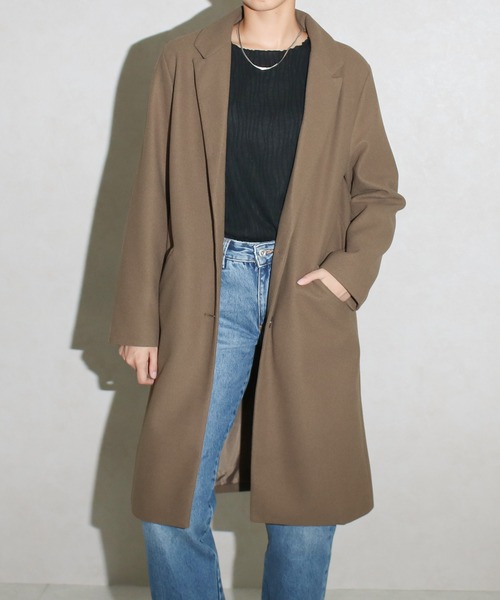 NYLAUS(ナイラス)の「【SG】セミロングチェスターコート ロングコート(チェスターコート・レディース・ベージュ系その他/グレー/ブラック/ブラウン系その他/ネイビー/ホワイト系その他/ベージュ/ピンク・LL/M/3L/S/L)」の5枚目の写真