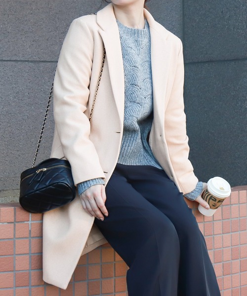 NYLAUS(ナイラス)の「【SG】セミロングチェスターコート ロングコート(チェスターコート・レディース・ベージュ系その他/グレー/ブラック/ブラウン系その他/ネイビー/ホワイト系その他・LL/M/3L/S/L)」の2枚目の写真