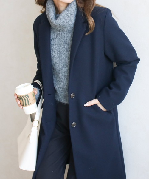 NYLAUS(ナイラス)の「【SG】セミロングチェスターコート ロングコート(チェスターコート・レディース・ベージュ系その他/グレー/ブラック/ブラウン系その他/ネイビー/ホワイト系その他・LL/M/3L/S/L)」の6枚目の写真