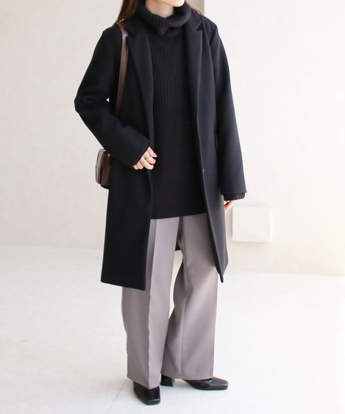 NYLAUS(ナイラス)の「【SG】セミロングチェスターコート ロングコート(チェスターコート・レディース・ベージュ系その他/グレー/ブラック/ブラウン系その他/ネイビー/ホワイト系その他・LL/M/3L/S/L)」の9枚目の写真