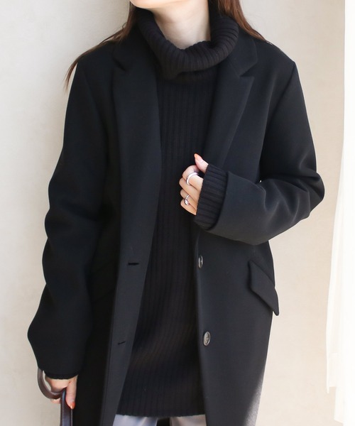 NYLAUS(ナイラス)の「【SG】セミロングチェスターコート ロングコート(チェスターコート・レディース・ベージュ系その他/グレー/ブラック/ブラウン系その他/ネイビー/ホワイト系その他・LL/M/3L/S/L)」の12枚目の写真