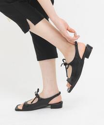 KBF | スクエアトゥリボンコンビサンダル(サンダル)