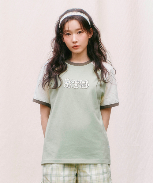 COVERNAT(カバーナット)の「オンアートリップグラフィックリンガーティーシャツセージグリーン(Tシャツ/カットソー・メンズ・その他・SMALL/MEDIUM/LARGE/X-LARGE)」の1枚目の写真