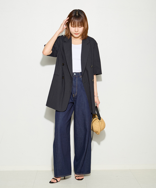journal standard L'essage(ジャーナルスタンダードレサージュ)の「バイオリネン オーバーサイズジャケット(テーラードジャケット・レディース・カーキ/ネイビー・FREE)」の9枚目の写真