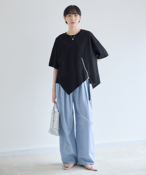 Paradise Picnic（パラダイスピクニック）の「cloche  タックデザイン麻混ワイドパンツ（その他パンツ・レディース・ピンク/カーキ/ブルー・FREE）」の4枚目の写真