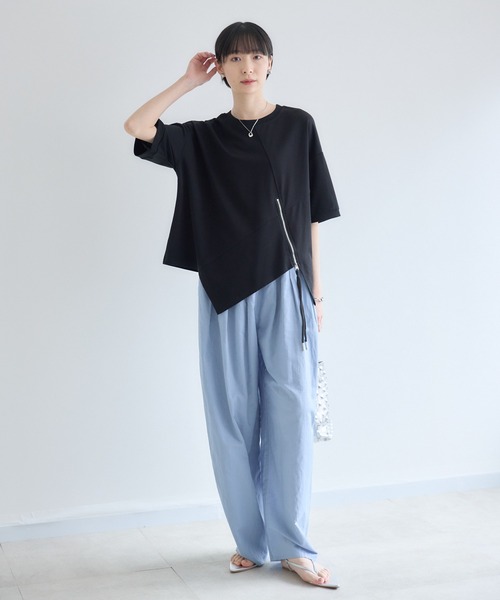 Paradise Picnic（パラダイスピクニック）の「cloche  タックデザイン麻混ワイドパンツ（その他パンツ・レディース・ピンク/カーキ/ブルー・FREE）」の5枚目の写真