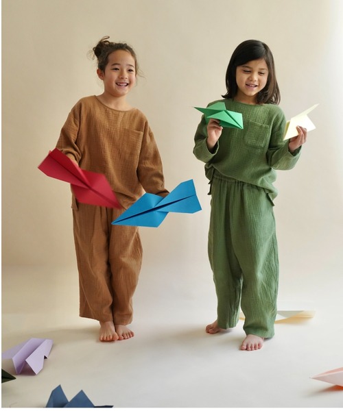 Catchup（ケチャップ）の「【2026SS】ガーゼトップス（シャツ/ブラウス・キッズ・ピンク/グリーン/ホワイト/ブラウン・100㎝/90㎝/130㎝/120㎝/110㎝）」の3枚目の写真