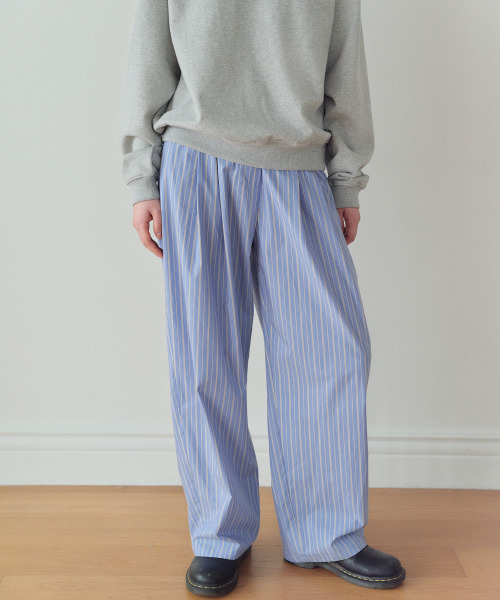 HOMEBODY THINGS(ホームバディ ティングズ)の「Stripe Pin-Tuck Pants (SKY BLUE)(その他パンツ・レディース・その他・FREE)」の1枚目の写真