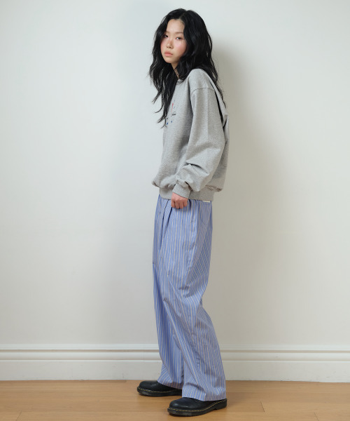 HOMEBODY THINGS(ホームバディ ティングズ)の「Stripe Pin-Tuck Pants (SKY BLUE)(その他パンツ・レディース・その他・FREE)」の2枚目の写真