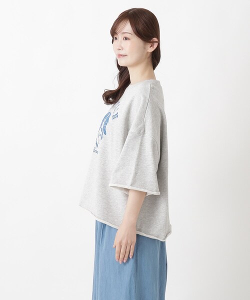 one'sterrace(ワンズテラス)の「ミニ裏毛 プリントカットオフプルオーバー(Tシャツ/カットソー・レディース・ブラック系8/グレー系4/アイボリー系8・02)」の15枚目の写真