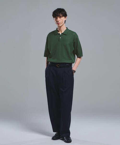 green label relaxing(グリーンレーベルリラクシング)の「FINE BASIC トリアセテート ウール 2P ワイド スラックス パンツ W4(スラックス・メンズ・ネイビー/ダークブラウン・L/M/XL)」の4枚目の写真