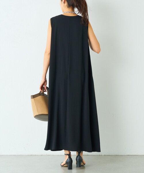 LIVETART(リヴェタート)の「ストレッチジョーゼットマキシワンピ(ワンピース・レディース・ブラック・1/0)」の5枚目の写真