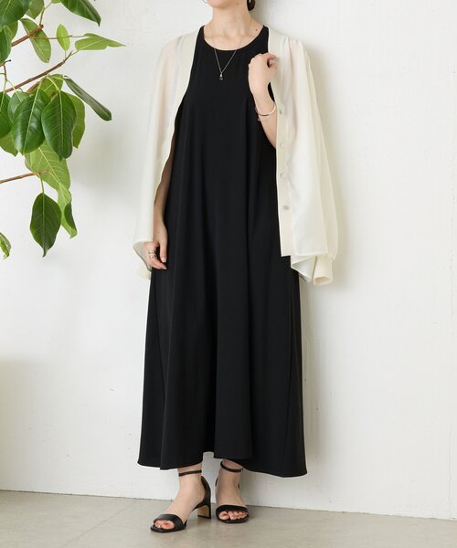 LIVETART(リヴェタート)の「ストレッチジョーゼットマキシワンピ(ワンピース・レディース・ブラック・1/0)」の8枚目の写真