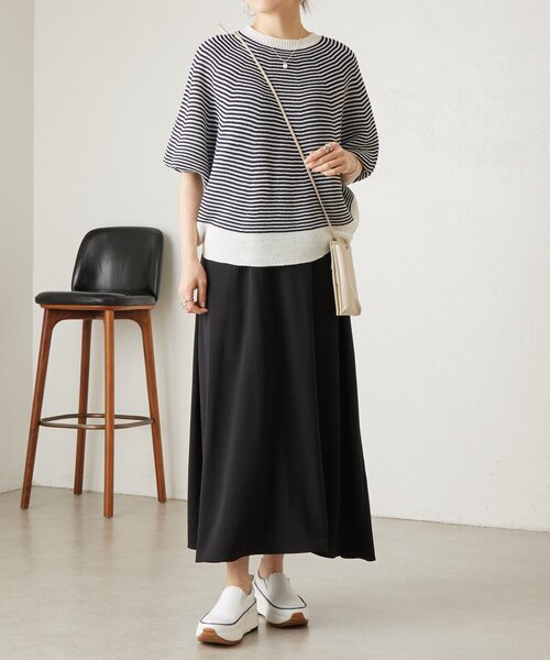 LIVETART(リヴェタート)の「ストレッチジョーゼットマキシワンピ(ワンピース・レディース・ブラック・1/0)」の15枚目の写真