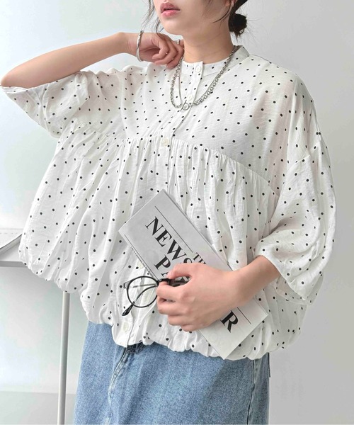 AS KNOW AS plus（アズノゥアズプラス）の「〇バルーンシルエット 5分袖バンドカラーブラウス（シャツ/ブラウス・レディース・ブラック/ライトベージュ/ホワイト系その他・FREE）」の21枚目の写真