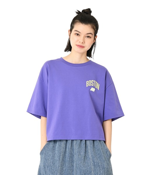 NEW BALANCE（ニューバランス）の「エンブロイダリードNBショートスリーブ（Tシャツ/カットソー・レディース・ミント/パープル/オフホワイト/ブラック・SMALL/MEDIUM/LARGE/X-LARGE）」の4枚目の写真