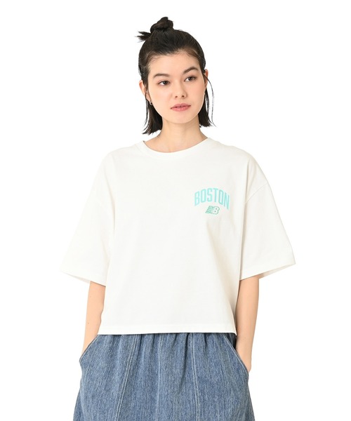 NEW BALANCE（ニューバランス）の「エンブロイダリードNBショートスリーブ（Tシャツ/カットソー・レディース・ミント/パープル/オフホワイト/ブラック・SMALL/MEDIUM/LARGE/X-LARGE）」の2枚目の写真