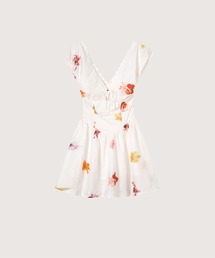 V-neck Garden Print One Piece