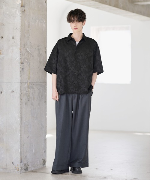 ETELIO(エテリオ)の「総柄ジャガードリラクシング半袖シャツ(シャツ/ブラウス・メンズ・ブラック/チャコール/ホワイト/ワイン/ブルー・XL/L/M/S)」の19枚目の写真