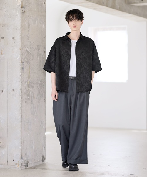 ETELIO(エテリオ)の「総柄ジャガードリラクシング半袖シャツ(シャツ/ブラウス・メンズ・ブラック/チャコール/ホワイト/ワイン/ブルー・XL/L/M/S)」の21枚目の写真