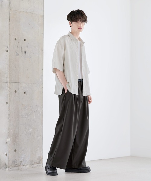 ETELIO(エテリオ)の「総柄ジャガードリラクシング半袖シャツ(シャツ/ブラウス・メンズ・ブラック/チャコール/ホワイト/ワイン/ブルー・XL/L/M/S)」の10枚目の写真