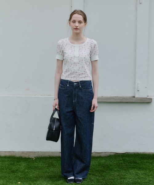 GIUNON(ジウノン)の「henley neck flower dot T / ヘンリーネックフラワードットTシャツ(Tシャツ/カットソー・レディース・ピンク・FREE)」の18枚目の写真
