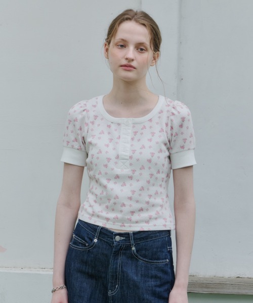 GIUNON(ジウノン)の「henley neck flower dot T / ヘンリーネックフラワードットTシャツ(Tシャツ/カットソー・レディース・ピンク・FREE)」の21枚目の写真