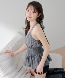 ホルターネックペプラムブラウス